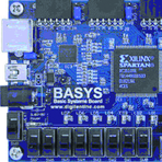 Rys. 1. Moduł prototypowy Basys firmy Digilent z układem FPGA Spartan 3E 100 [3]